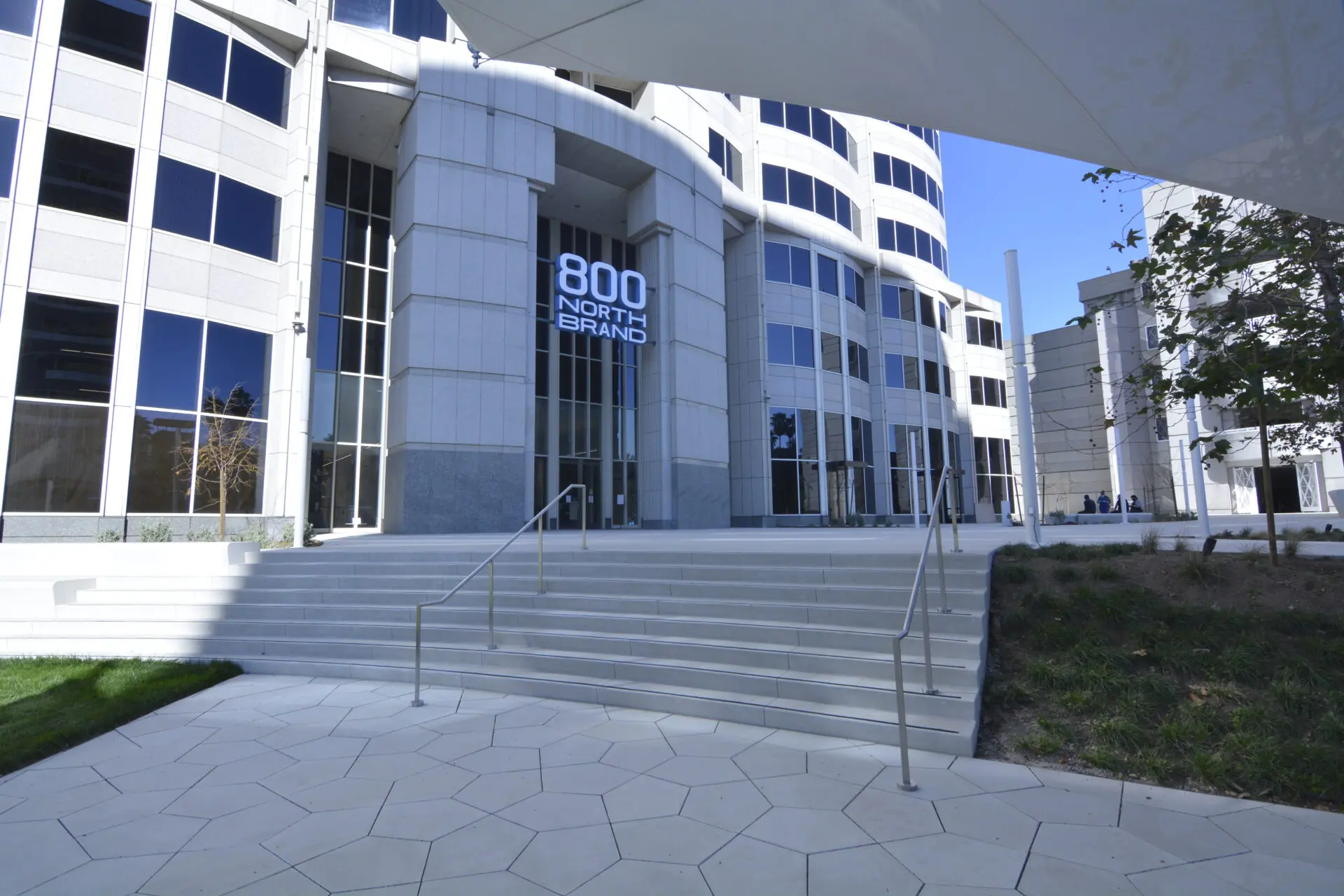 The entrance to the 800 North Brand building